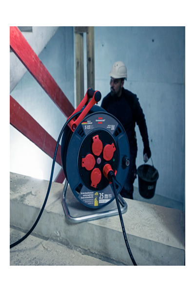 Brennenstuhl 9232250100, Svart, Röd, Plast, 5 AC-uttag, Rak, 25 m, IP44 - 9232250100