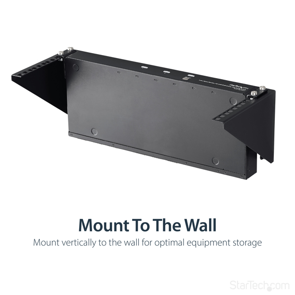 StarTech 4 HE 19 inch Vertical Wall Mount Rack Bracket Made of Steel - Black Bracket - 4U - RK419WALLV