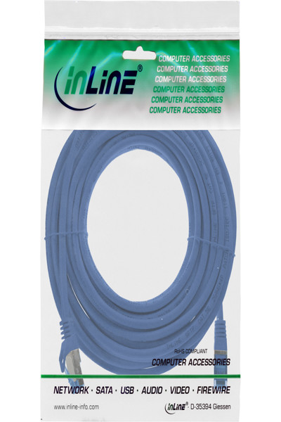 Câble de raccordement InLine - Cat.6A - S/FTP - TPE (LSZH) - CCA - bleu - 7,5 m