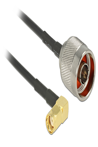 Câble d'antenne Delock - connecteur N (P) droit vers RP-SMA (P) coudé