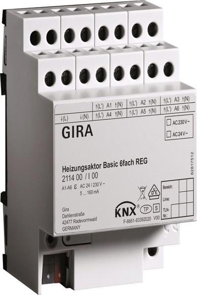 Actionneur de chauffage GIRA 6f basic KNX REG 211400