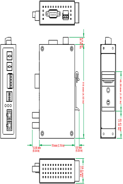 Moxa ICF-1150I-M-ST - 0 - 60 Ã‚Â°C - 5 - 95% - 30.3 x 70 x 115 mm - 12 - 48 V - 163 mA - UL - CE - FCC - ATEX - UL/cUL