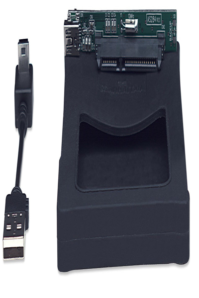Manhattan Drive Enclosure - 2.5" - USB-A - 480 Mbps (USB 2.0) - SATA - Black - Silicone - Hi-Speed USB - Windows or Mac - Three Year Warranty - Blister - HDD enclosure - 2.5" - Serial ATA - 0.29 Gbit/s - Hot-swap - Black - 130103