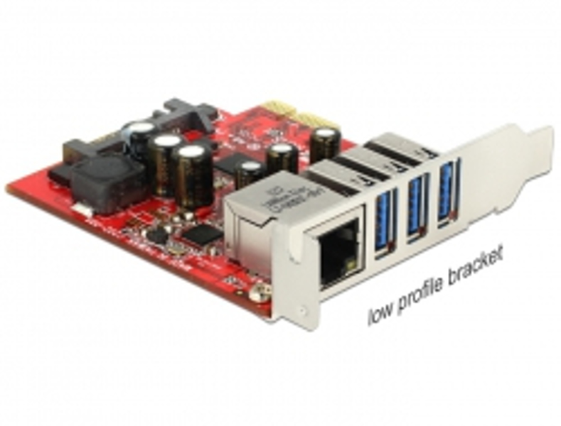 Delock PCIe card > 3 x external USB3.0 + 1 x external Gigabit LAN - 89382