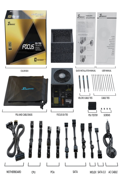 Seasonic Netzteil Focus Gx 750 Atx 3.1 full-modular - Power Supply - 750 W - FOCUS-GX-750-V4
