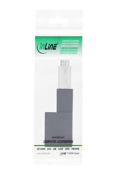 Adaptateur de cordon de raccordement en ligne Cat.6A RJ45 coudé à droite