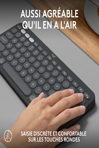 Logitech Pebble Keys 2 K380s - Mini - Wireless - RF Wireless + Bluetooth - Scissor key switch - AZERTY - Graphite - 920-011803