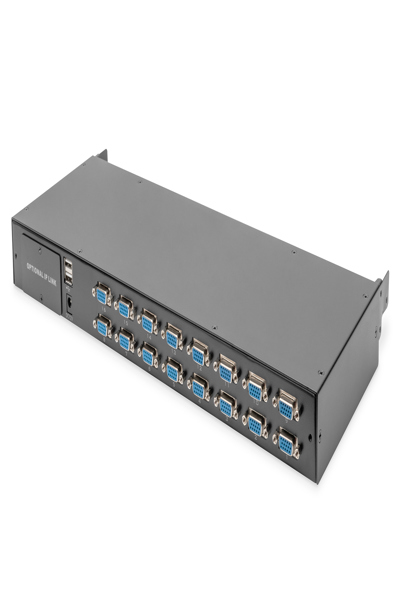 DIGITUS Modular HD LCD KVM console with 17" TFT (43.2cm), 16-port VGA KVM connection, touchpad, US keyboard layout