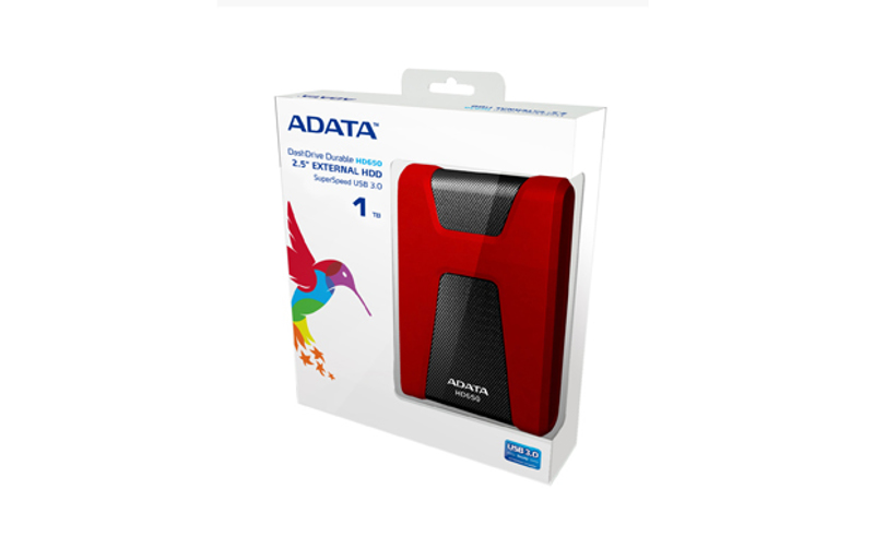 ADATA DashDrive HD650 1TB external portable hard drive, shock resistant - AHD650-1TU3-CRD