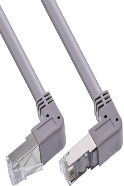 Câble patch InLine coudé haut/bas - S/FTP (PiMf) - Cat.6 - 250 MHz - PVC, gris - 1,22 m