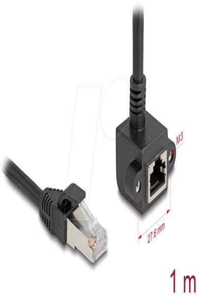 Câble réseau Delock - RJ-45 (M) vers RJ-45 (F) coudé, vissable
