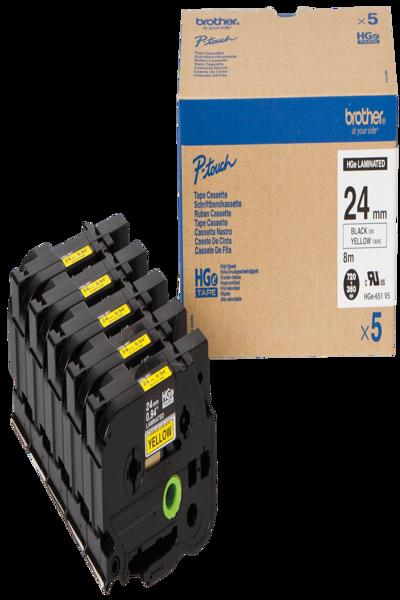 Brother HGE-651V5 svart på gul - HGE651V5