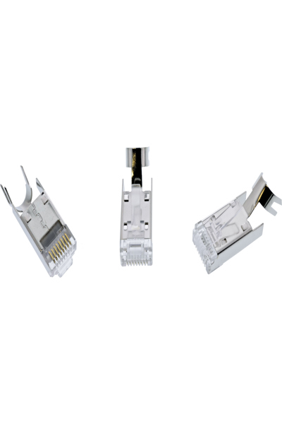Connecteur à sertir InLine Cat.6A RJ45 blindé - 3 pièces gris, lot de 10