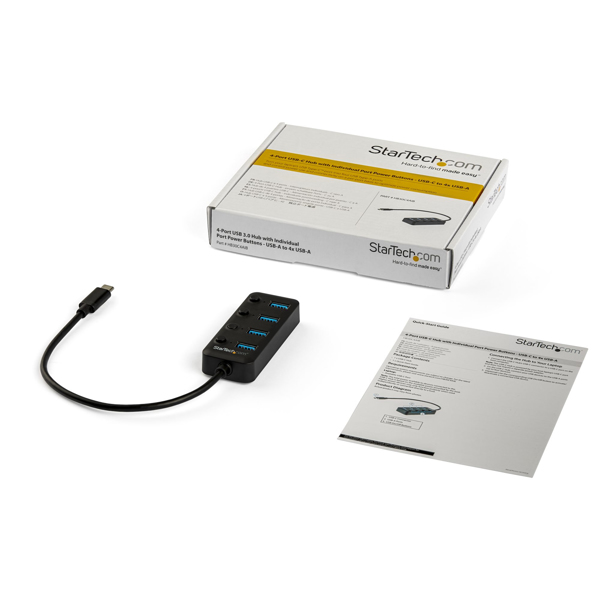 4 Port USB C Hub 4x USB 3.0 Type-A On/Off - HB30C4AIB