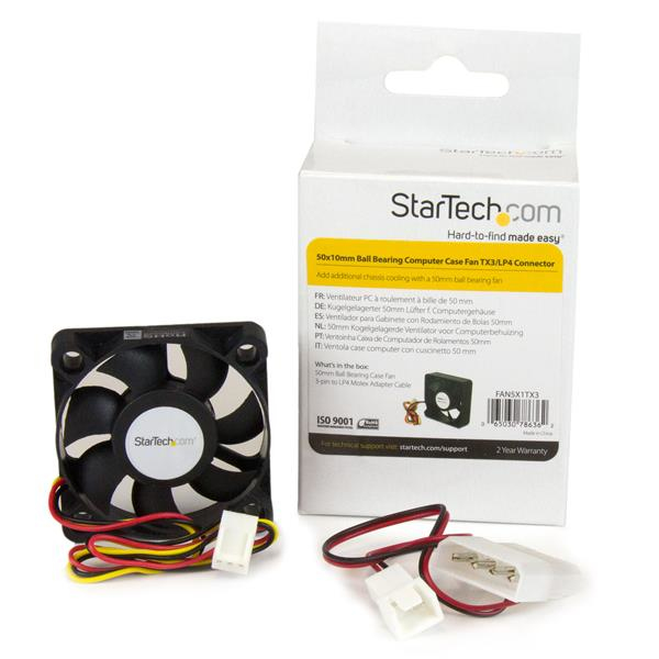 50x10mm Replacement Ball Bearing Computer Case Fan TX3/LP4 Connector - 3 pin case Fan - TX3 Fan - 50mm Fan (FAN5X1TX3) Ventilation pack for system - FAN5X1TX3