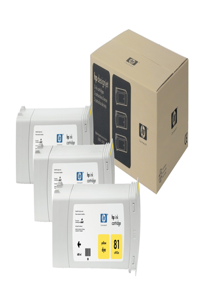 HP 81 3-Pack 680-ml Yellow DesignJet Dye Ink Cartridges: Multi Pack
