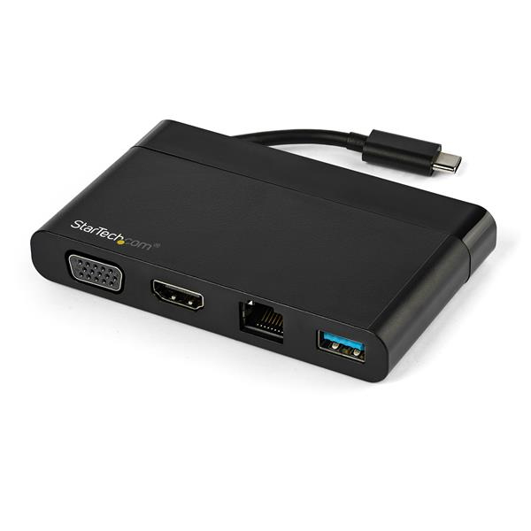 StarTech USB C Multiport Adapter with HDMI and VGA - Mac / Windows / Chrome - 4K - 1x USB-A port - GbE - Mobile USB-C adapter - Docking station - VGA, HDMI - DKT30CHVCM
