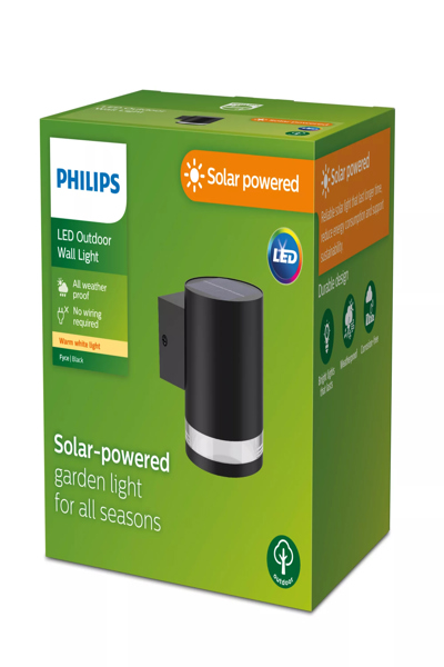 Philips Fyce Wall Light 1.5W - Outdoor wall lighting - Black - Plastic - IP44 - Facade - Garden - Patio - III