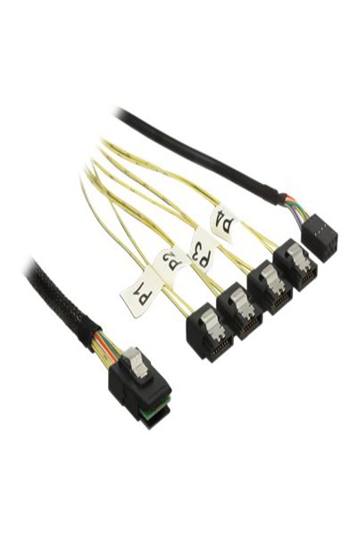 Delock SATA/SAS-kabel - Mini SAS (SFF-8087) till SATA, 8-stifts intern strömförsörjning - 83318
