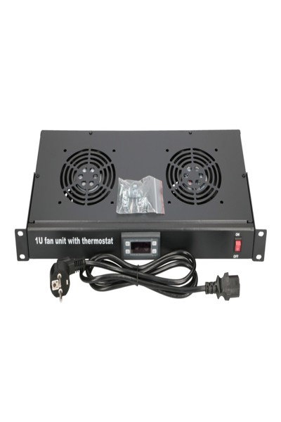 Extralink 1U 19" fan panel with 2 fans and thermostat - EX.19089
