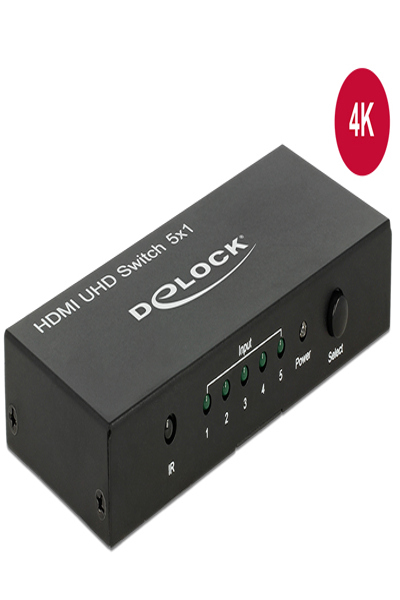 Delock HDMI UHD-switch 5 x HDMI-ingång > 1 x HDMI-utgång 4K - 18685