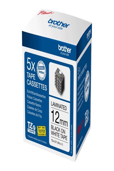 Brother TZe-231 - Adhesive - black on white - TZE231M5
