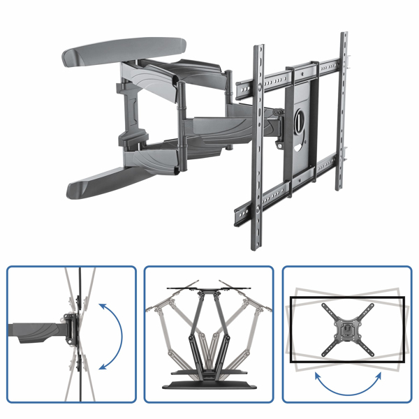 StarTech TV wall mount - Full motion - Heavy duty steel - Supports 81.30cm (32") to 177.80cm (70") LED, LCD, flat screen TVs up to 45 kg - Wall mount for TV - Plastic, steel - Black - Screen size: 81.3-177.8 cm (32"-70") - FPWARTB2