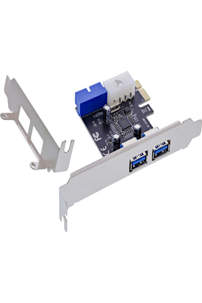 InLine 2+2ports USB 3.2 Gen.1 host controller - PCIe - w/SATA power + LP bracket - 76666G