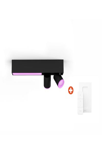 Philips White & Color Ambiance BT Centris Spot 2 flg. schwarz+ Dimmswitch