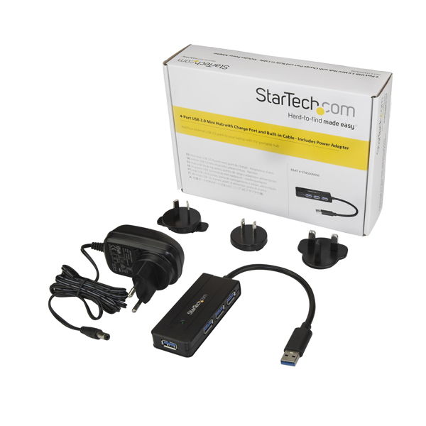 StarTech USB3.0 Hub 4 Port - with charging port - incl. power adapter - USB port extension - USB splitter - Hub - 4 x SuperSpeed USB3.0 - Desktop (ST4300MINI) - ST4300MINI