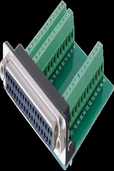 Delock D-Sub 37 pin - 39 pin Terminal Block, Black, Green, 69 mm, 69 mm, 16 mm - 65319
