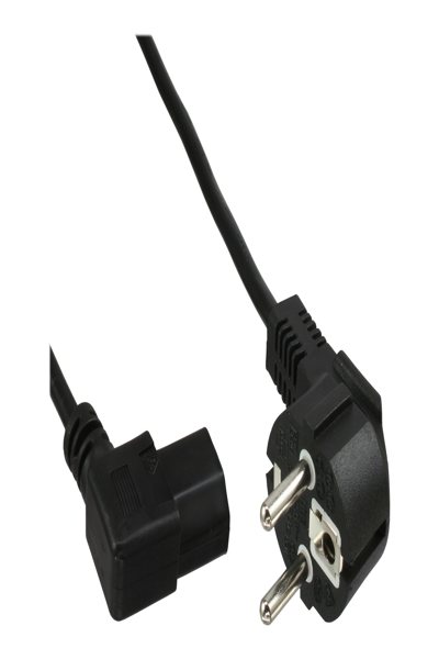 Câble d'alimentation InLine type F coudé C13, coudé à gauche, noir, 1 m, 45 pièces, en vrac
