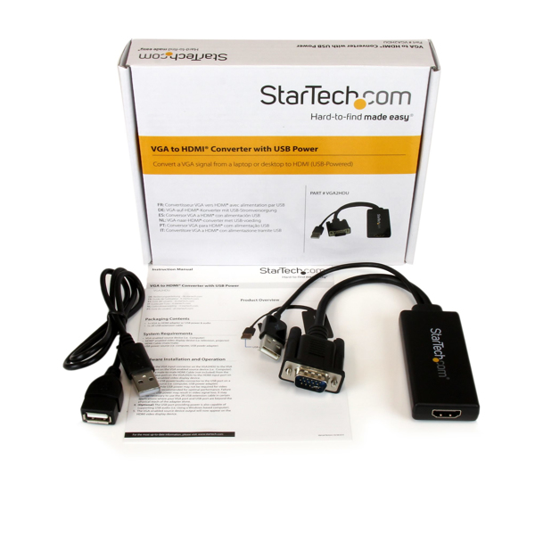 StarTech VGA to HDMI adapter with USB audio & power - video converter - VGA - HDMI - black (VGA2HDU) - VGA2HDU
