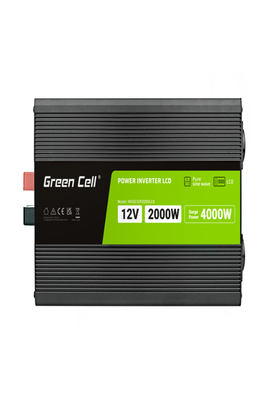 Green Cell PowerInverter LCD 12V to 230V 2000W Car Inverter - INVGC12P2000LCD
