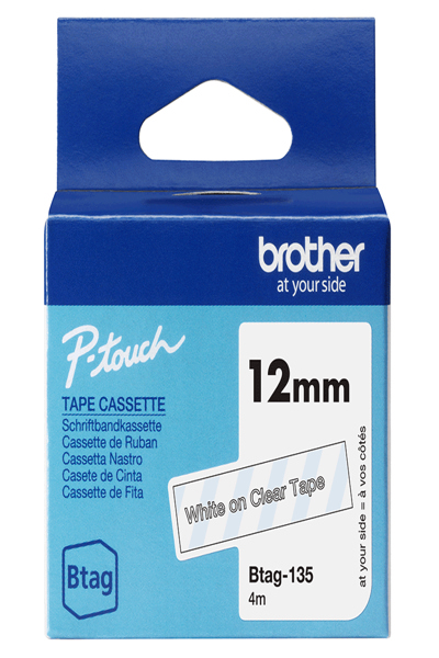 Brother BTAG-135 Vit på Transparent - BTAG135