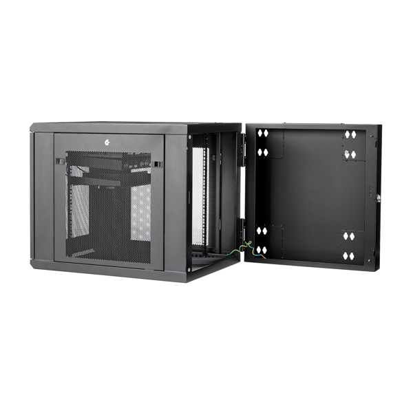 StarTech.com 12HE Wandmontage Server Rack - bis zu 81cm tief - Gehäuse mit Scharnier - Nätverksskåp - Server Schrank - Schrank für Rack-Gehäuse - Wand montierbar - Schwarz - 12U - RK1232WALHM