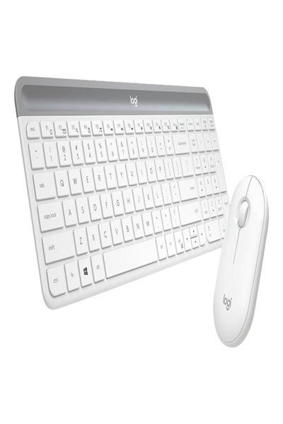 Logitech Slim Wireless Combo MK470 - Full-size (100%) - Wireless - RF Wireless - QWERTY - White - Mouse included - 920-009203