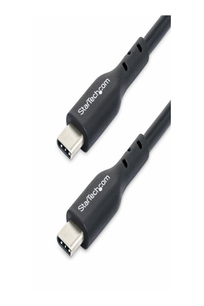 StarTech.com 2 m (6 fot) USB C-laddningskabel, USB-C-kabel, USB 2.0 Typ-C-laddkabel för bärbar dator, 60 W 3 A strömförsörjning, TPE-mantel, USB-C-dataöverföringskabel, M/M - USB2CC2MNC