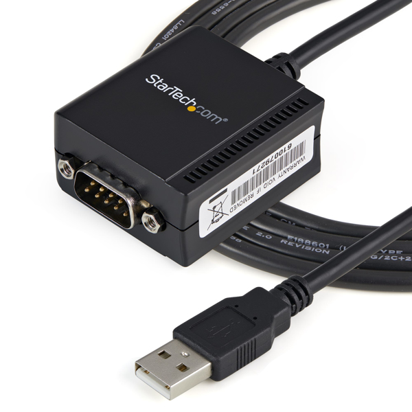 StarTech.com 1 Port FTDI USB to Serial RS232 Adapter Cable with COM Retention - DB-9 - USB 2.0 A - 0.2 m - Black - ICUSB2321F