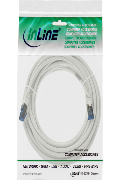 Câble patch en ligne S/FTP PiMF Cat.6A sans halogène 500 MHz blanc 20 m