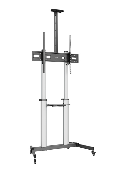 Manhattan Aluminium Multimedia TV-Staender auf Rollen 60-100" Speditionsversand