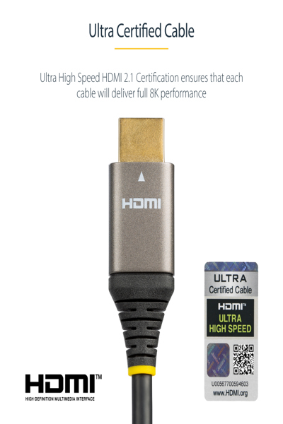 StarTech.com 20in HDMI 2.1 8K Cable - HDMM21V50CM