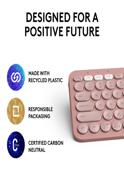 Logitech Pebble Keys 2 K380s - Mini - Wireless - RF Wireless + Bluetooth - Scissor key switch - AZERTY - Pink - 920-011805