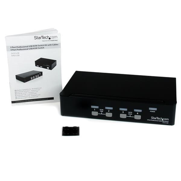 StarTech 4 Port VGA USB KVM Switch with Hub - Professional VGA KVM switch - KVM switch - USB - 4 x KVM port(s) - 1 local user - Desktop (SV431USB) - SV431USB