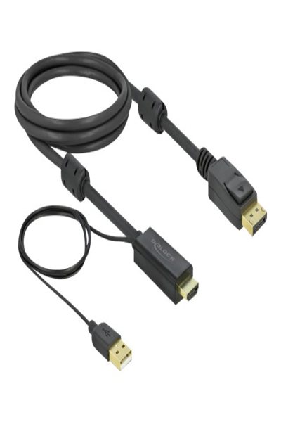 Delock Video-/ljudkabel - HDMI, USB (endast ström) hane till DisplayPort hane - 85964