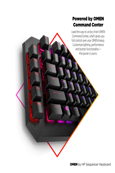 HP OMEN by Sequencer Keyboard: Full-size, Wired, Mechanical, Black - 2VN99AA