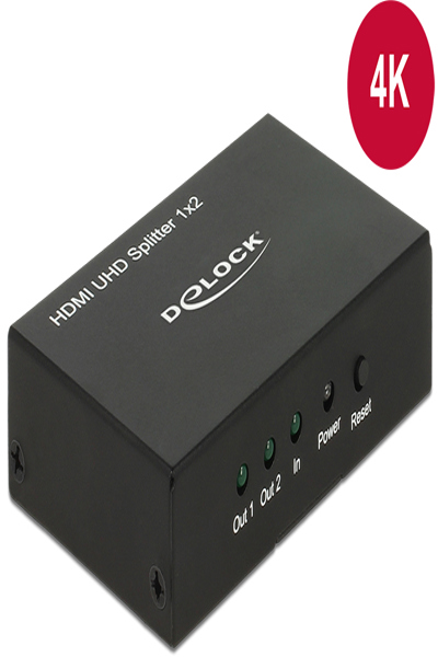 Delock HDMI UHD-splitter 1 x HDMI-ingång > 2 x HDMI-utgång 4K - 18682