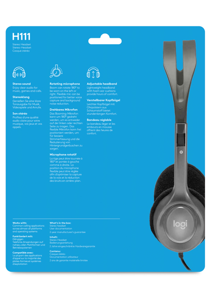 Logitech Stereo H111 - Hörlurar - 981-000593