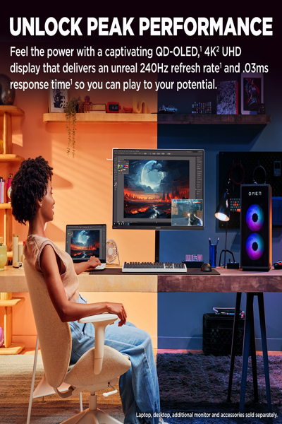 HP OMEN Transcend 32 UHD OLED Gaming Monitor: 32-inch 4K OLED gaming monitor. - 9R181AA#ABB