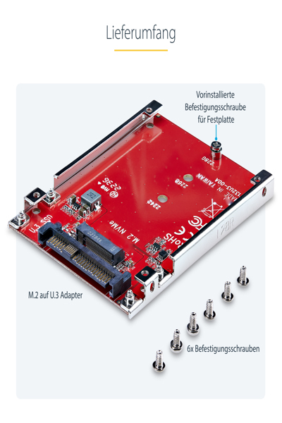 StarTech.com M.2 to U.3 Adapter, For M.2 NVMe SSDs, PCIe M.2 Drive to 2.5inch U.3 (SFF-TA-1001) Host Adapter/Converter, TAA Compliant - 1M25-U3-M2-ADAPTER